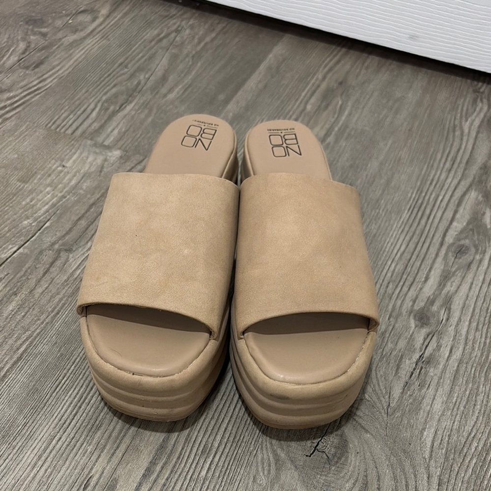 No Boundaries Tan Mules with Chunky Platform Sole